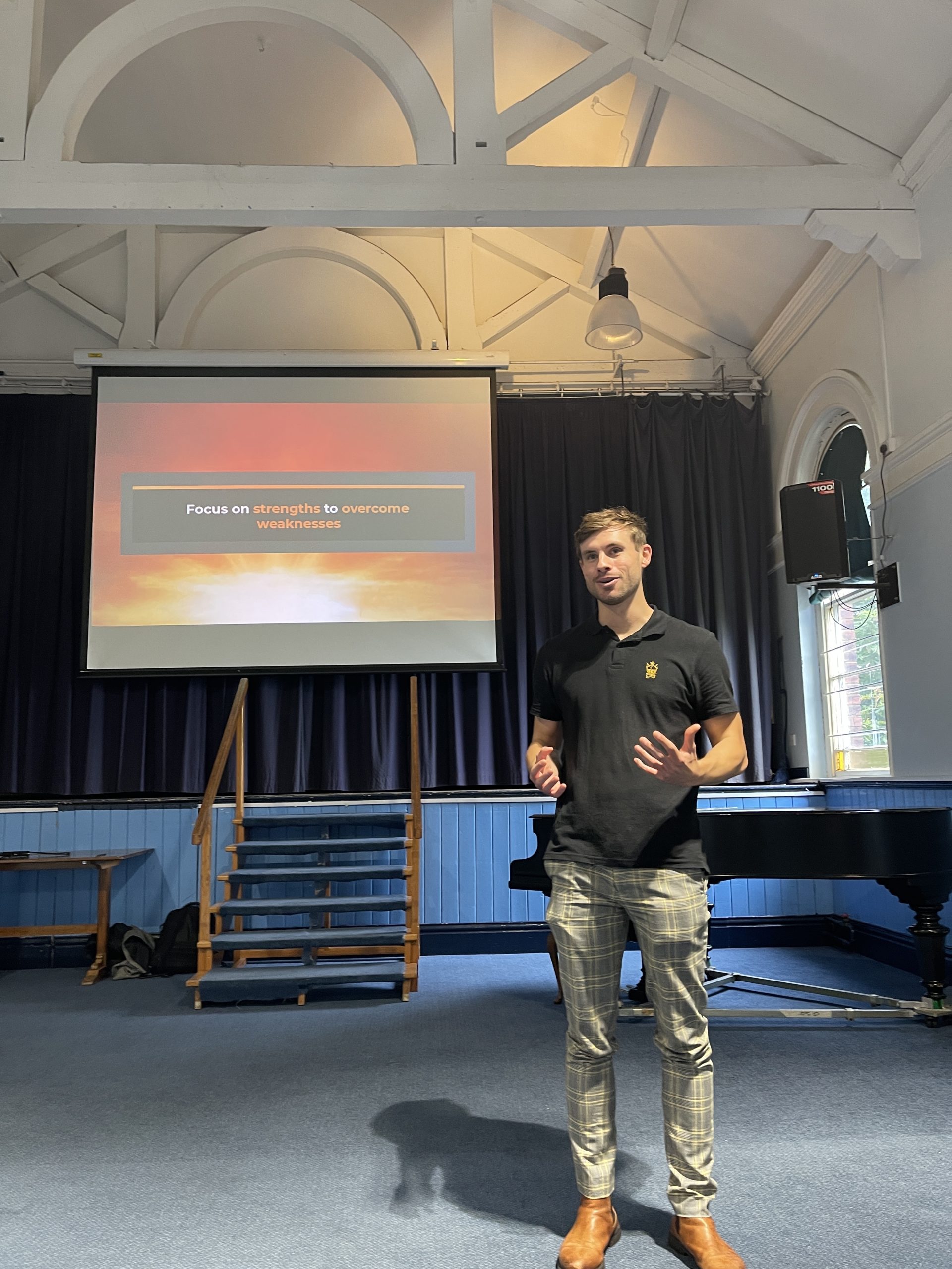 News page: the Callum L Gamble team presenting in front of 40 teachers at Fulneck School for their CPD meeting.